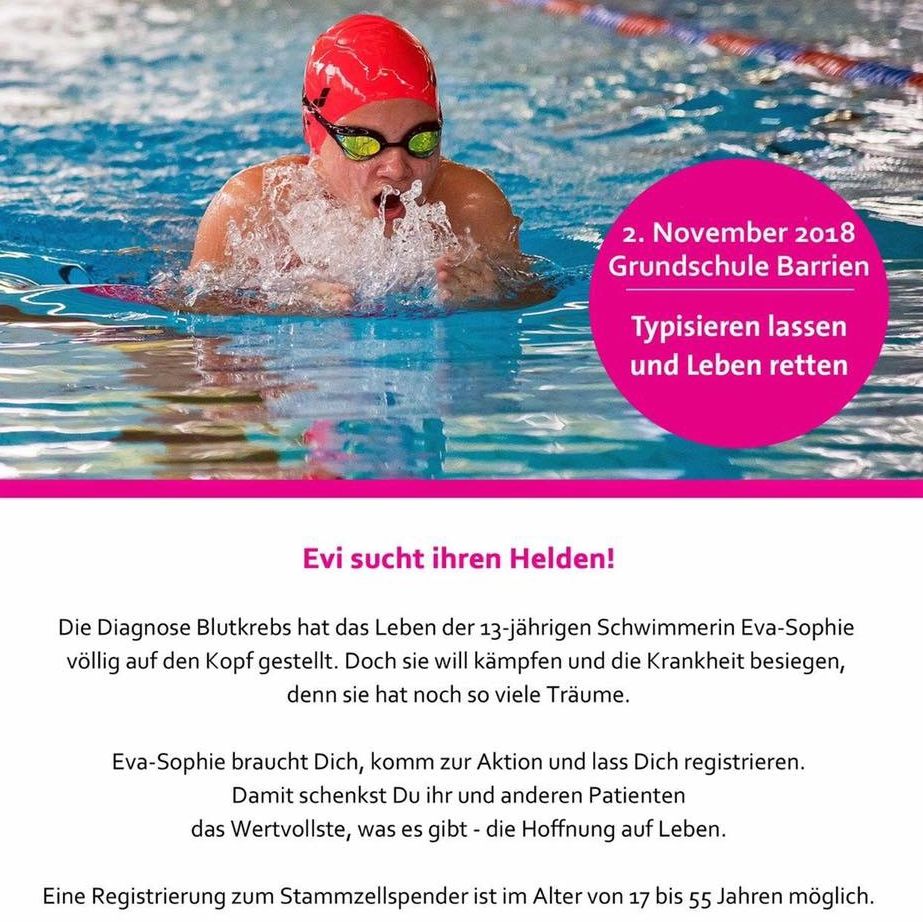 DeichStube's tweet photo. Evi war am Zukunftstag bei uns zu Besuch. Jetzt braucht sie dringend unsere und vor allem eure Hilfe! Macht mit bei der #Typisierungsaktion am kommenden Freitag, 2. November, in #Barrien - und rettet Leben!
#Leukämie #Stammzellenspende #Typisierung https://t.co/B9RgNeMA9o