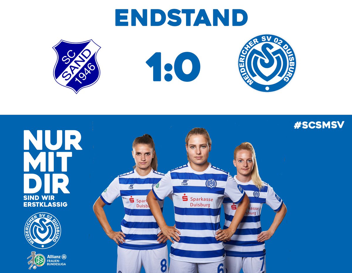 MSVDuisburg's tweet photo. Unsere #MSVFrauen unterliegen auswärts bei den @SCSandFrauen knapp mit 0:1. Das Tor für die Gastgeberinnen schoss #Vojtekova (13.). #MSV #Zebras #NurmitDir #DieLiga #SCSMSV https://t.co/pfYt0Nix5T
