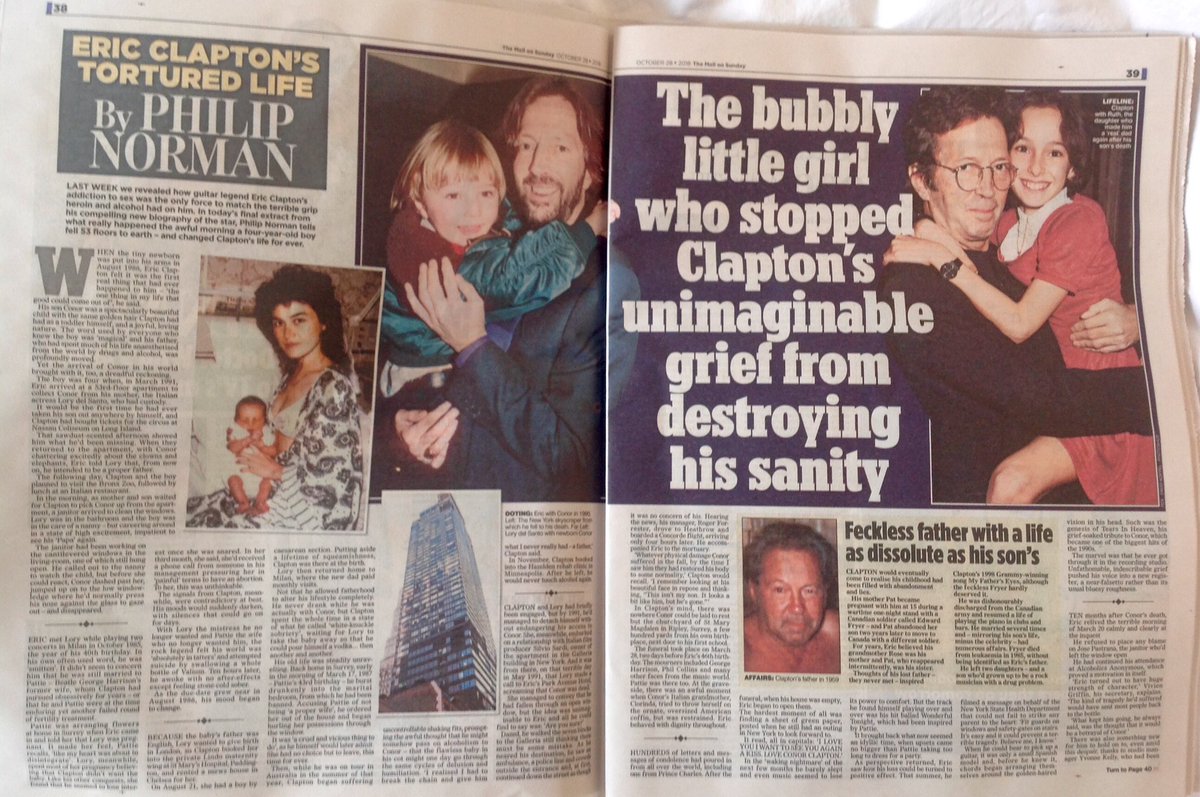 MattNixson's tweet photo. More from Philip Norman's brilliant new Eric Clapton biog, #Slowhand in the #MailonSunday today. Such a sad story, impossible not to be moved by it. #sundaySerial via @wnbooks and @jomacfarlane https://t.co/lP31vOeHQt