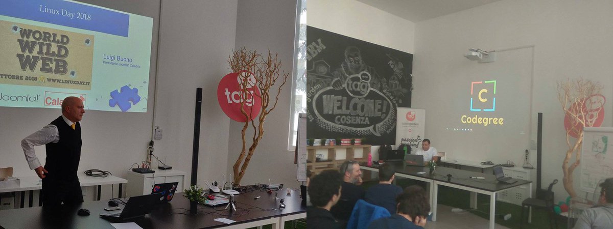 JoomlaCalabria's tweet photo. bella giornata formativa ieri al #LinuxDay Grazie agli amici di @HacklabCS per l'impeccabile organizzazione. #LinuxDay2018 https://t.co/g2qw4Z6hKX