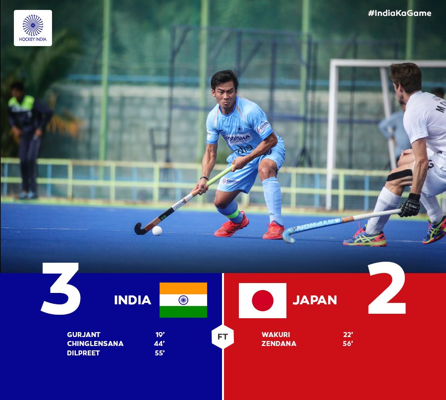 DDNational's tweet photo. चक दे इंडिया!!
🇮🇳 3 - 2 🇯🇵
CONGRATULATIONS #TeamIndia 🇮🇳 !!
#India beat #Japan 3-2 in semis, set to face arch-rival #Pakistan in finals today
Men's #Hockey #AsianChampionsTrophy2018
#INDvJPN #IndiavsPakistan #INDvPAK https://t.co/Ncp9R1hFSK