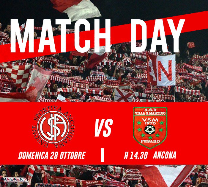 UsAnconitana's tweet photo. 💥 Match Day
⚽ #AnconitanaVillaSMartino
🏆 Campionato 6^ giornata 
⏰14.30
🏟 Stadio Del Conero 

#Anconitana ⚪🔴 https://t.co/CSKX7cn0dg