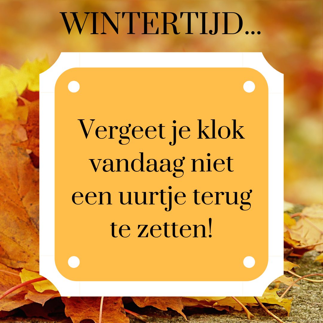 Vannacht gaat de wintertijd in.
Vergeet morgen dus niet een uurtje extra uit te slapen!