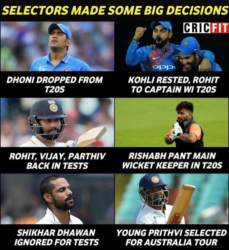 FCB_Cartel's tweet photo. Except the fact that they called Rohit Sharma back into the Tests they’re all wrong.

Heartbreaking.
#Dhoni #MayankAgarwal #RishabPant #RohitSharma #Kohli #PartivPatel #DK #INDvAUS #INDvWIN https://t.co/qZuTFI3o7s