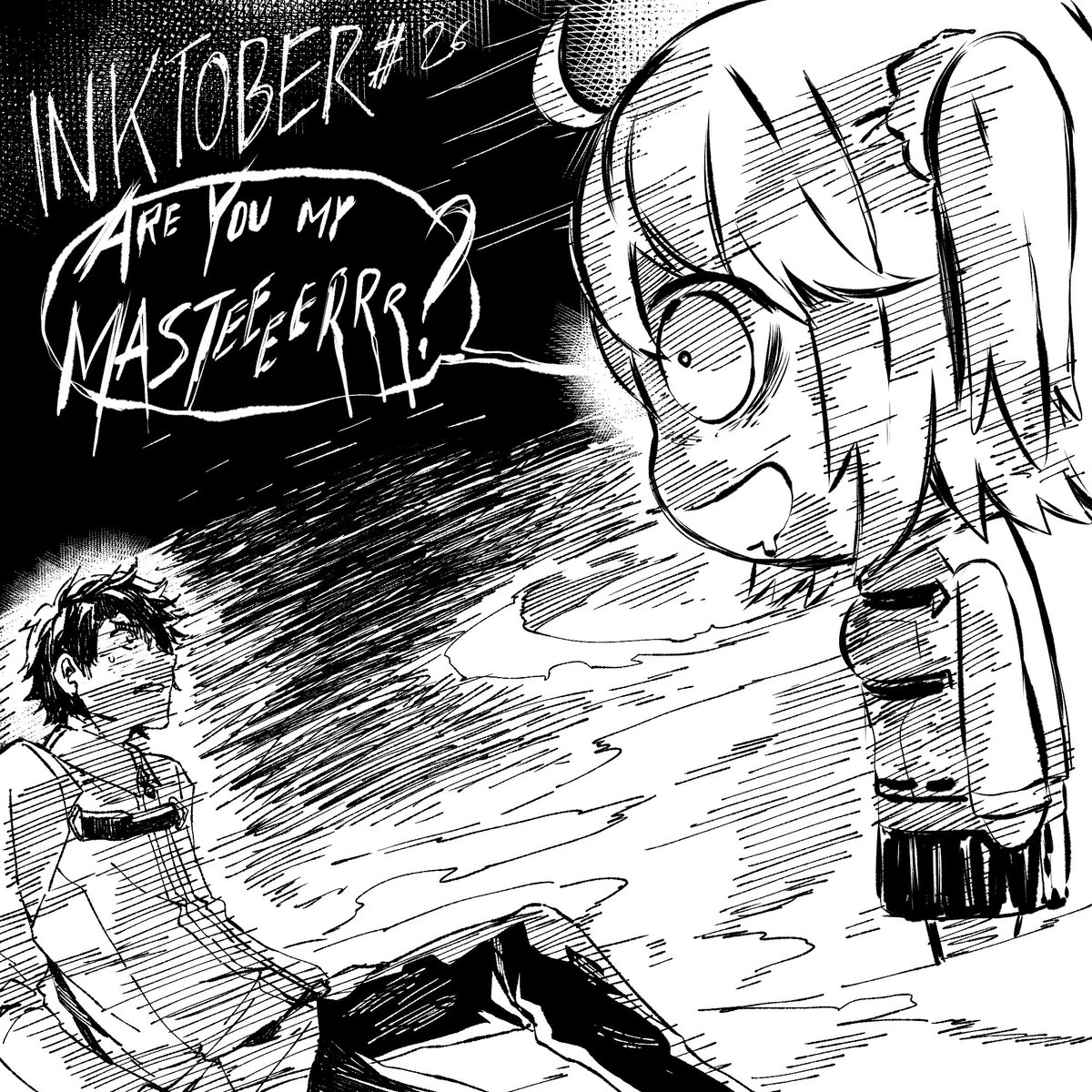 day 26, that iconic scene. my take for this theme is... this. "the only person who can summon me is ME." what class is she? #FGO #inktober #fgoecartist 
