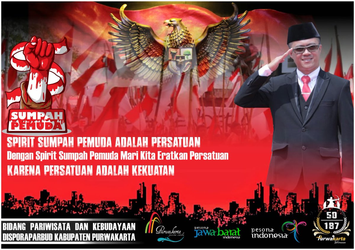 Selamat Hari Sumpah Pemuda 28 Oktober 2018.

Spirit Sumpah Pemuda Adalah Persatuan, dengan Spirit Sumpah Pemuda Kita eratkan Persatuan, KARENA PERSATUAN ADALAH KEKUATAN.
#purwakarta #purwakartainframe #insta_purwakarta #wisatapurwakarta #amazingpurwakarta