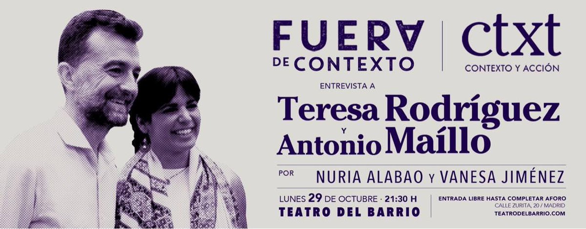 anticapi's tweet image. .@TeresaRodr_ y @MailloAntonio serán entrevistad@s mañana por @nu_alabao y @vjimenez en @teatrobarrio de Madrid. Una cita imprescincible para conocer de primera mano en qué consiste @AdelanteAND. Entrada libre hasta completar aforo.