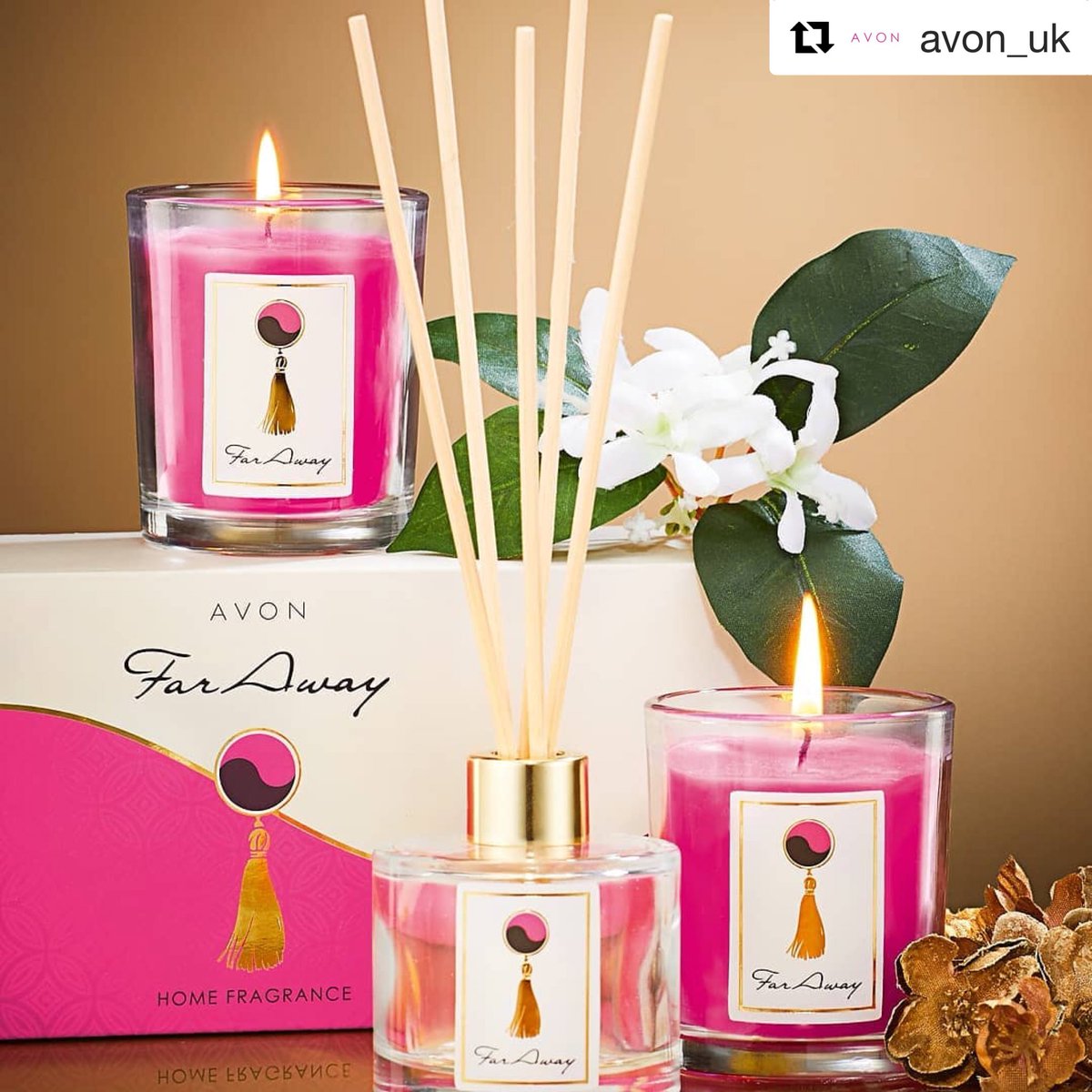 _YourBestYou_'s tweet photo. Meet your Far Away fragrance fave... in a home fragrance gift set! Fill your home with scents of jasmine and freesia, spiced with amber and vanilla musk 🌸 #Home #HomeFragrance #Homeware #Avon https://t.co/8bHTUnfkW4