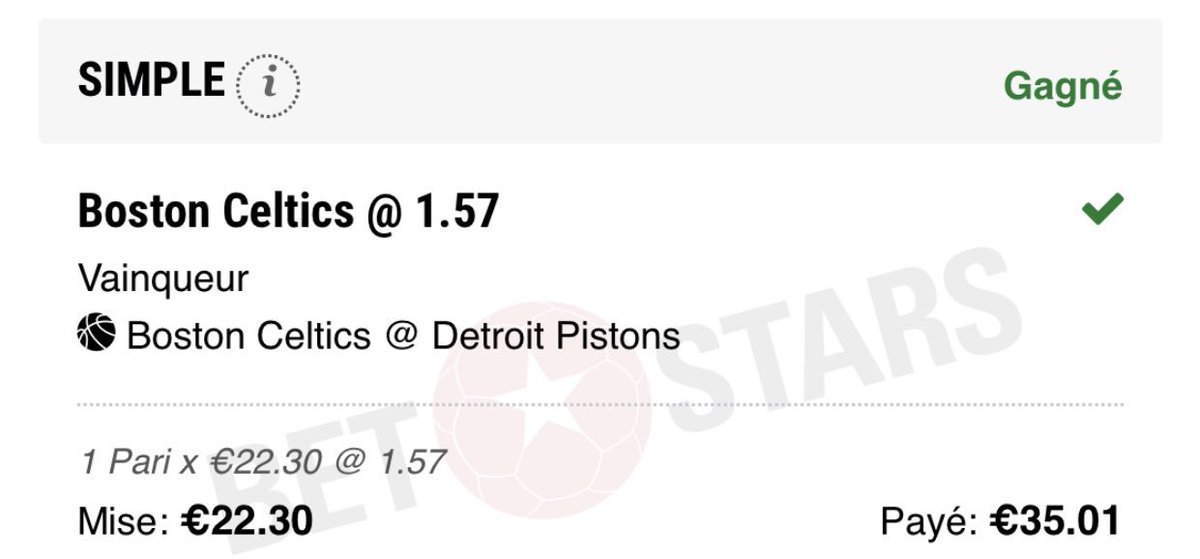 RapideProno's tweet photo. #MontanteX10

▪️Boston Celtics OT ✅

 1,57 / 22,03€ -> 34,58€✅

Sur le ticket la mise n’est pas exact 

#TeamParieur #ParionsSport https://t.co/G6gDdnvlAj