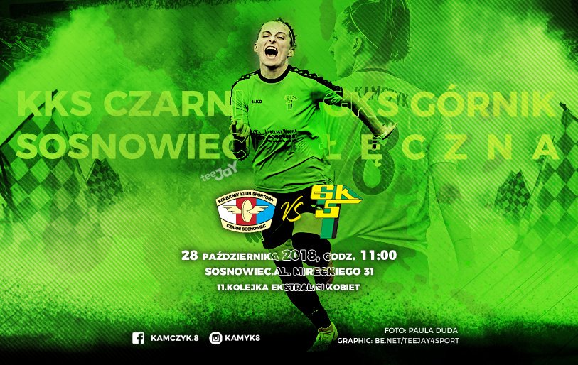 LysekTomasz's tweet photo. Już o 11:00 hit Ekstraliga Kobiet - @zielono_czarni vs @CzarniSosnowiec 💪 Z tej okazji grafika meczowa dla Eweliny Kamczyk💪😉 foto:@PaulaDuda13 @laczynaskobieca #laczynaspilka @KobiecaPilka @tylkokobiecyfut #gornikleczna #ewelinakamczyk #kamczyk @LaczyNasPilka @PZPNGrassroots https://t.co/KijnN2xGXD