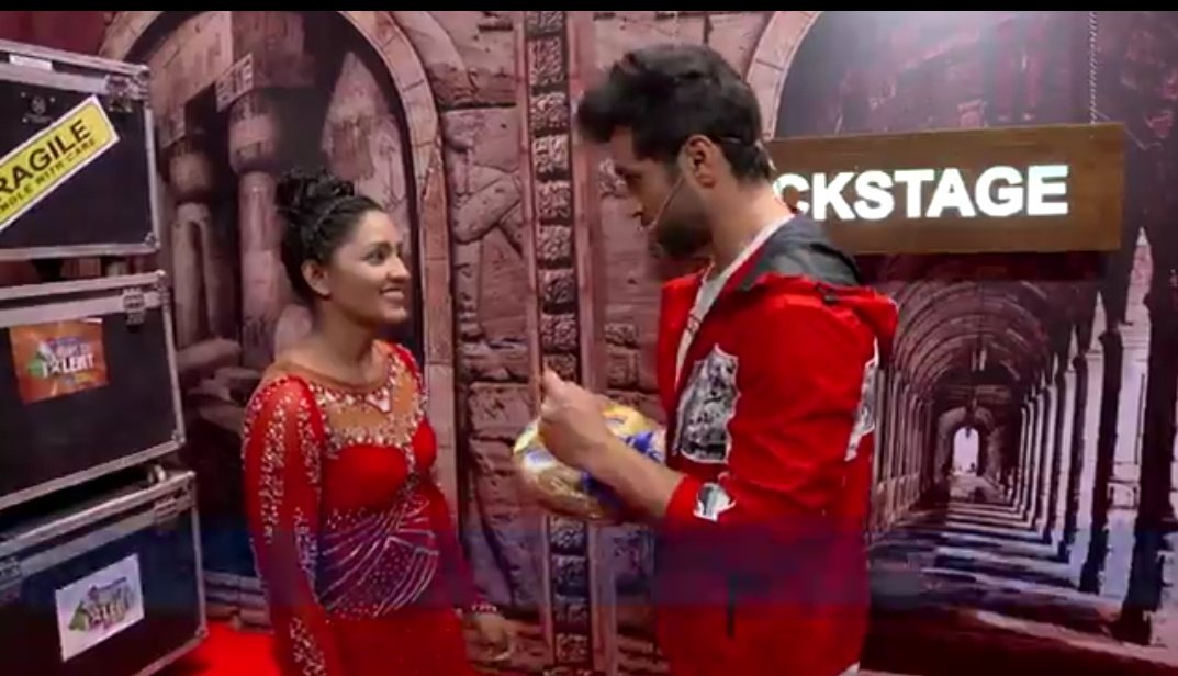 AshvikRithAsha's tweet photo. @rithvik_RD as anchor of #IGT7 with contestant Alma's last night https://t.co/uhcEoYvqWH