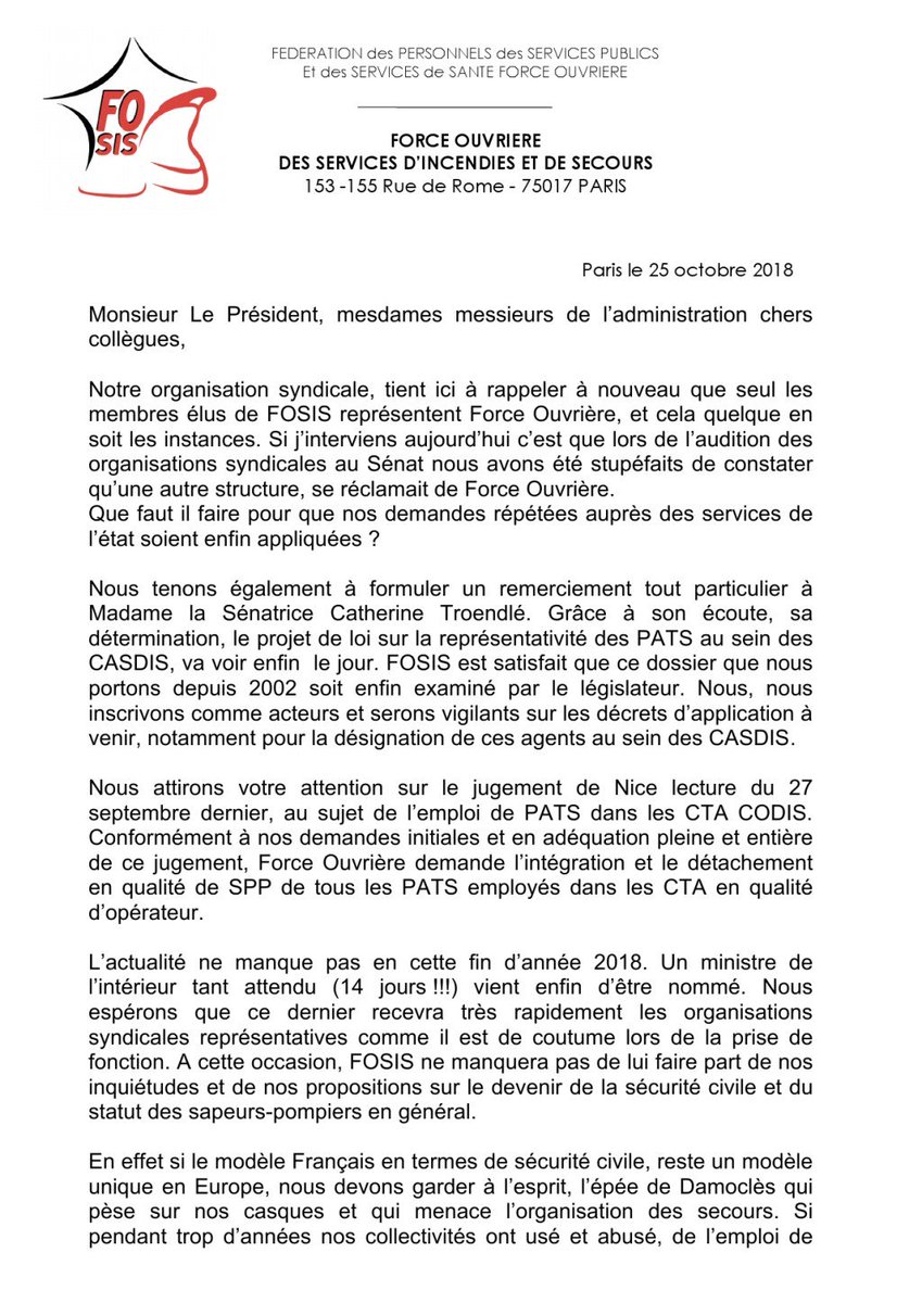 FOSIS59's tweet image. Déclaration liminaire de FOSIS à la CNSIS fosis59.fr/?p=6895