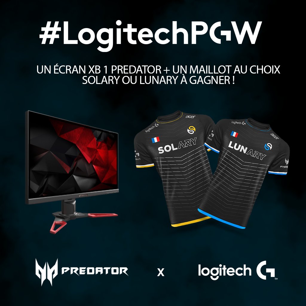 LogitechGFrance's tweet image. A l&apos;occasion de la #PGW, Solacer et Solatech s&apos;associent pour un concours de folie !
1 écran Predator XB1 et 1 maillot Solary ou Lunary à gagner 👊
Pour participer : RT + Follow @PredatorFrance &amp;amp; @LogitechGFrance et dis-nous si tu es Lunary ou Solary avec le hashtag #LogitechPGW