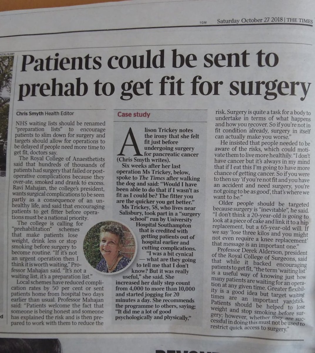 prehab4cancer (@prehab4cancer) on Twitter photo Brilliant to see #prehab4cancer being covered in the national press. In Greater Manchester many patients have already benefitted over the last few years from attending ‘Surgery School’ provided at most hospitals in the area through the <a href="/GM_ERAS_PLUS/">GM ERAS+</a> ongoing programme. <a href="/RCoANews/">Royal College of Anaesthetists</a> Brilliant to see #prehab4cancer being covered in the national press. In Greater Manchester many patients have already benefitted over the last few years from attending ‘Surgery School’ provided at most hospitals in the area through the <a href="/GM_ERAS_PLUS/">GM ERAS+</a> ongoing programme. <a href="/RCoANews/">Royal College of Anaesthetists</a>