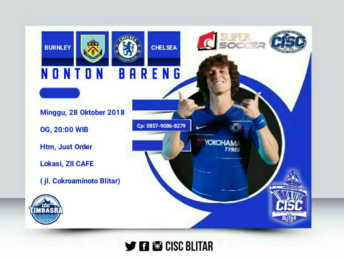 CISCblitar_'s tweet photo. CISC Blitar Present
Nonton Bareng
BURNLEY vsCHELSEA
Minggu 28 Oktober 2018
Open gate 20.00 wib
Htm, Just Order
Lokasi zii cafe
BLITAR
Cp
@rinaldy_yusuf_aditya 085 790 868 279
BIRUKAN,BUDALAKEN!!! #ThisIsCiSC
#CiscTimbasra
#Ciscblitar #chelseaindo #nonbar https://t.co/mO92yswXt7
