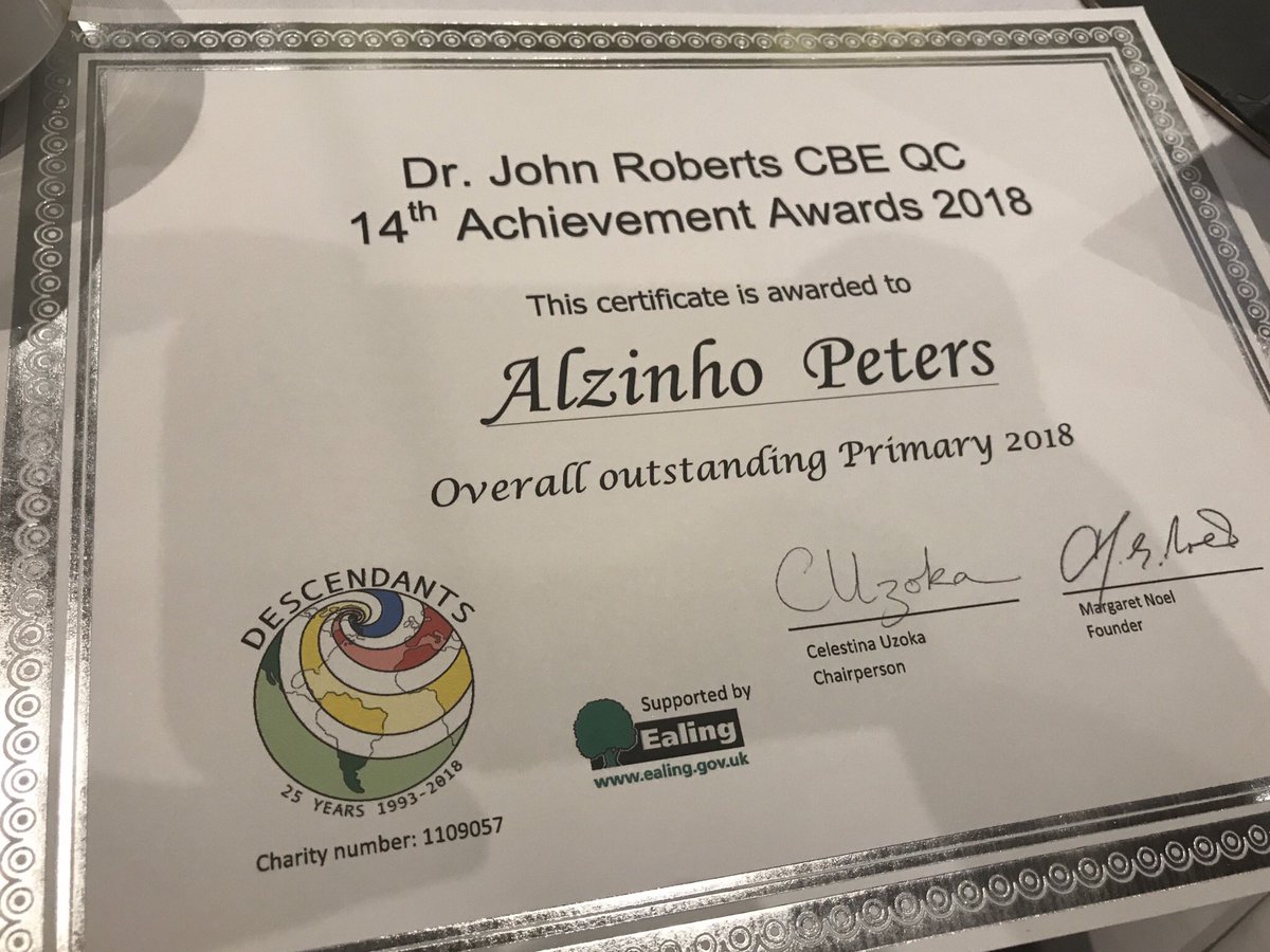 EActonPrimary's tweet photo. A huge congratulations to Alzinho Peters, from @EActonPrimary for winning the Overall Outstanding Primary student award last night as part of The Dr John Roberts CBE QC 14th Annual Achievement Award Ceremony @descendants93 We are so proud of you! https://t.co/d42PBCJuQY