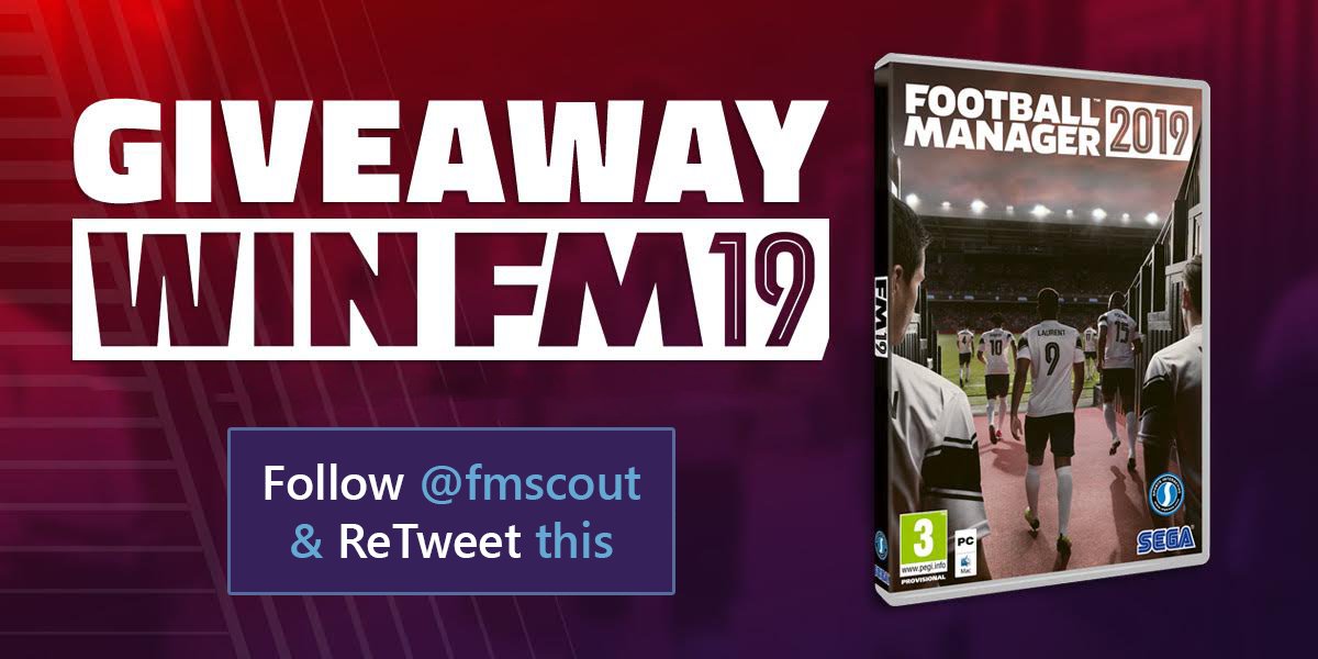 🎁#FM19 #GIVEAWAY № 2
How to Enter:
✓ ReTweet this Tweet
✓ Follow <a href="/fmscout/">FM Scout</a>

🏆Winner gets a FM19 Steam Key &amp; will be randomly selected on November 1st or sooner (if this reaches 1,000 ReTweets)
#RTtoWin #GiveawayAlert