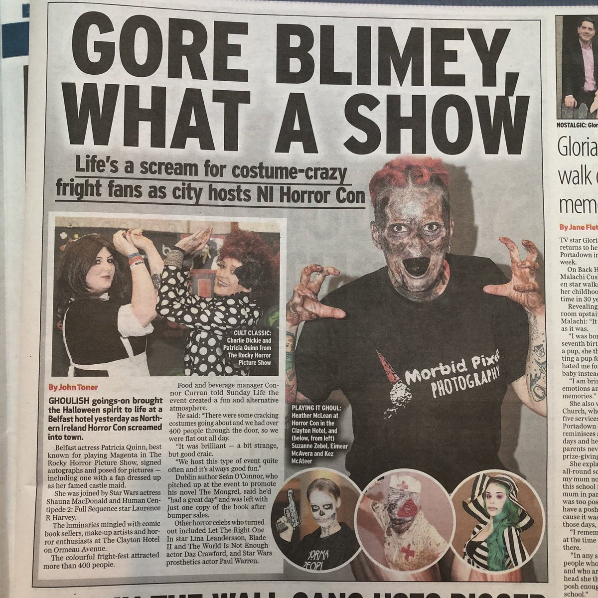 NIHorrorCon's tweet photo. This mornings @TheSundayLife has a little write up about yesterday’s Horror Con!
@BelTel will have more images posted online tomorrow!
#HorrorCon https://t.co/Ffm7rRxnM9