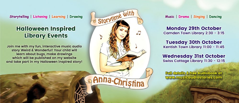 musicaudiostory's tweet photo. Are you ready for @StorytimewithAC Halloween inspired Story Times at London Libraries next week! 🕷🐛🕸🐌

Full details here: https://t.co/XvTAPhbupU

#FreeLibraryEvents #Halloween #Halloween2018 #HalfTerm #Library #Musical #Fun #Kids #Storytelling #ThingsToDo #London #StoryTime https://t.co/E9Fduc753V