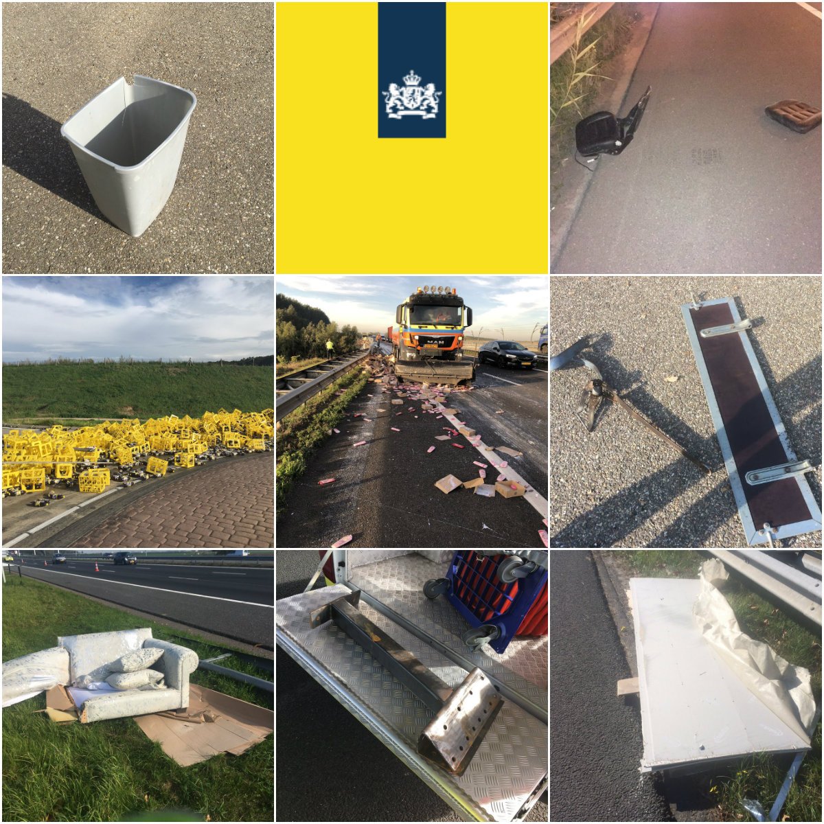 Rijkswaterstaat's tweet photo. Chillen op je nieuwe bank doe je natuurlijk niet op de #snelweg. Zorg dus dat je spullen goed vastzitten wanneer je de weg op gaat. Zie je iets liggen op de weg dat voor een onveilige situatie zorgt? Maak er dan melding van via 0800-8002. #gevondenvoorwerpen https://t.co/P5vBPALJZB