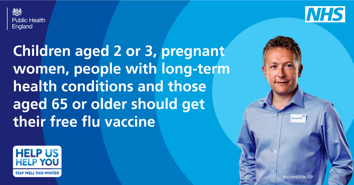 NHSuk's tweet photo. Pregnant women, people over 65, and those with underlying health conditions should have the free flu jab.
Speak to your GP or pharmacist today: https://t.co/lNMeKqLOSD https://t.co/i2IsPTufGA