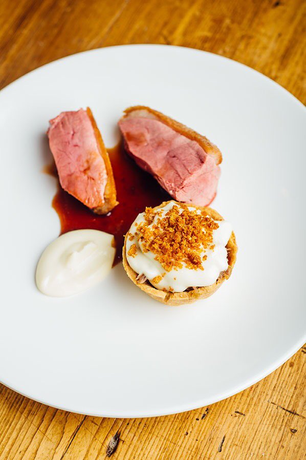 The_Heathcock's tweet photo. Roast Picketston Duck Breast, Braised Duck Leg &amp; Celeriac Tart... #eatseasonal #eatlical #eatwelsh https://t.co/k2TYa6n1Tk