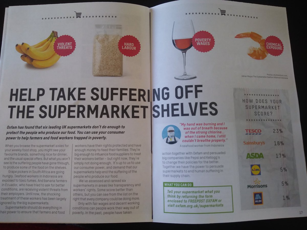 HazelNormandale's tweet photo. @oxfamgb Looking at your winter magazine - what do these percentages actually mean? I can't even tell whether Tesco is doing the best or the worst. https://t.co/LvsOgHckOB