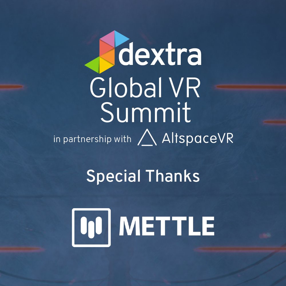 DextraArts's tweet photo. Dextra extends a big thank you to our awesome sponsor @Mettlecom . We are proud to be associated with Mettle, a leader in cinematic 360/VR worldwide.
Tickets here: https://t.co/nrYVbbW4P1
#DextraGlobalVRSummit #VirtualSummit #VRsummit https://t.co/YAawZH04Hq