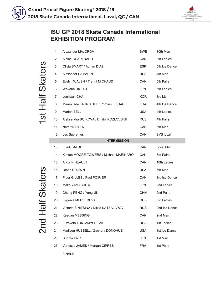 absoluteskating's tweet photo. Exhibition program #SCI2018 https://t.co/wRqTRsmSKM