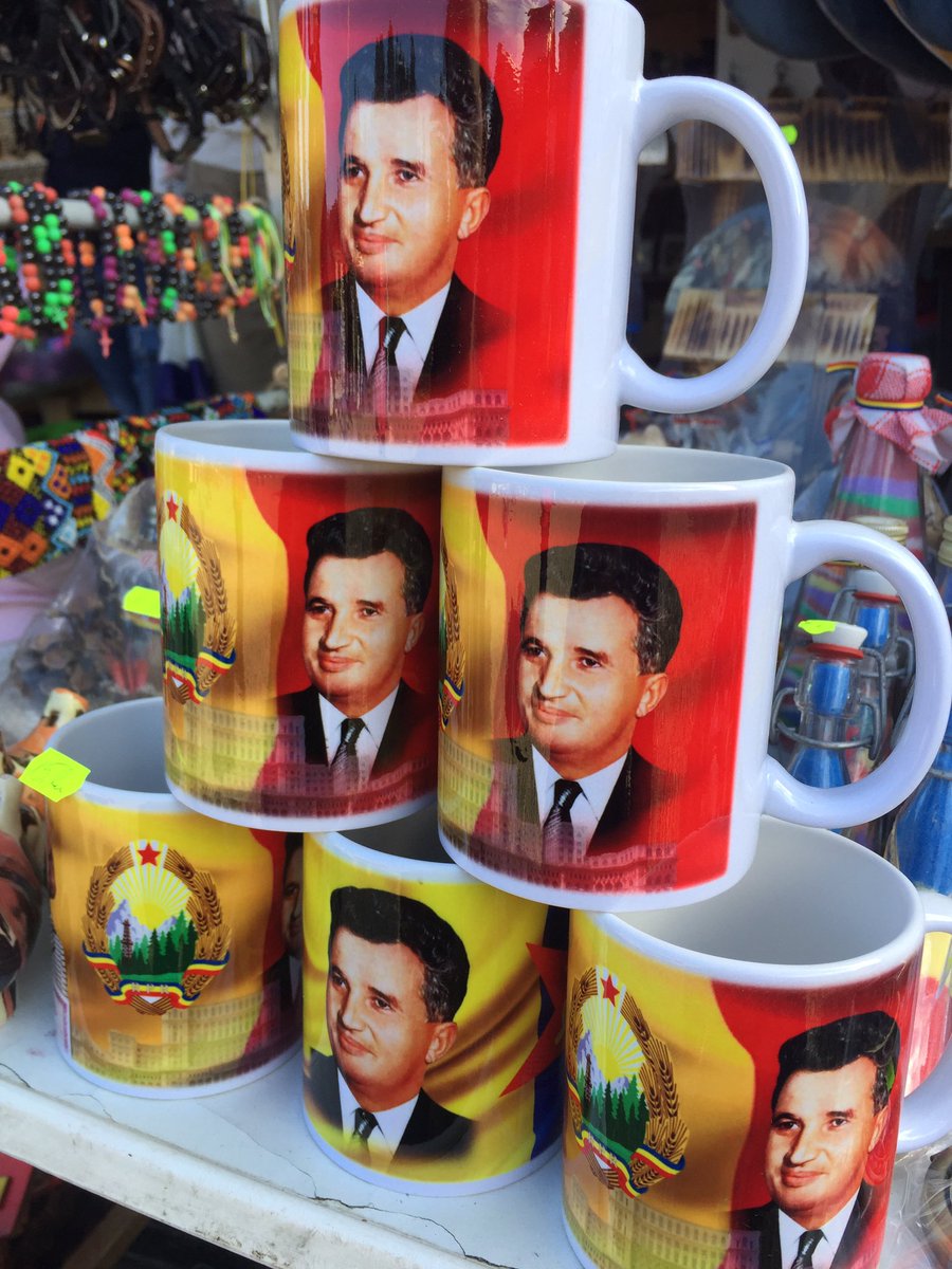 KitGillet's tweet photo. Five years covering #Romania and this is a first for me. Commemorative mugs of #ceausescu for sale (Elena on the back end). #slanic, #romania. https://t.co/j4IairHWko