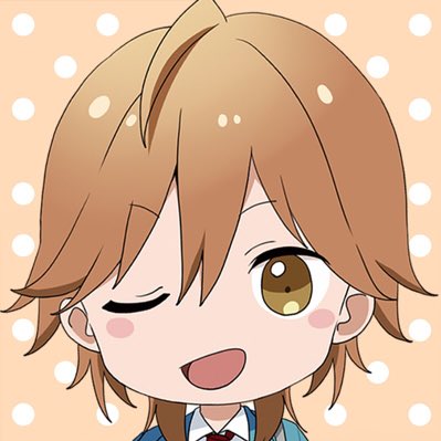 one eye closed solo ahoge brown hair smile brown eyes chibi  illustration images