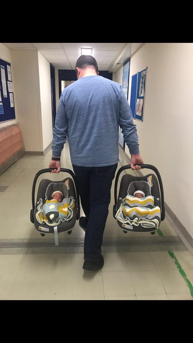 wake_ian's tweet photo. @SundayBrunchC4 taking our twin boys home from hospital for the first time https://t.co/amTnwAWJxo