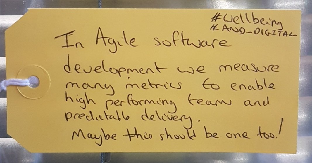Time_MCR's tweet photo. Comment from @HackManchester @AND_Digital judge: "In Agile software development we measure many metrics to enable high performing teams and predictable delivery. Maybe this should be one too!"
#HackMCR #msf18 #TickTockBodyClock https://t.co/3wcfS3Xb8a