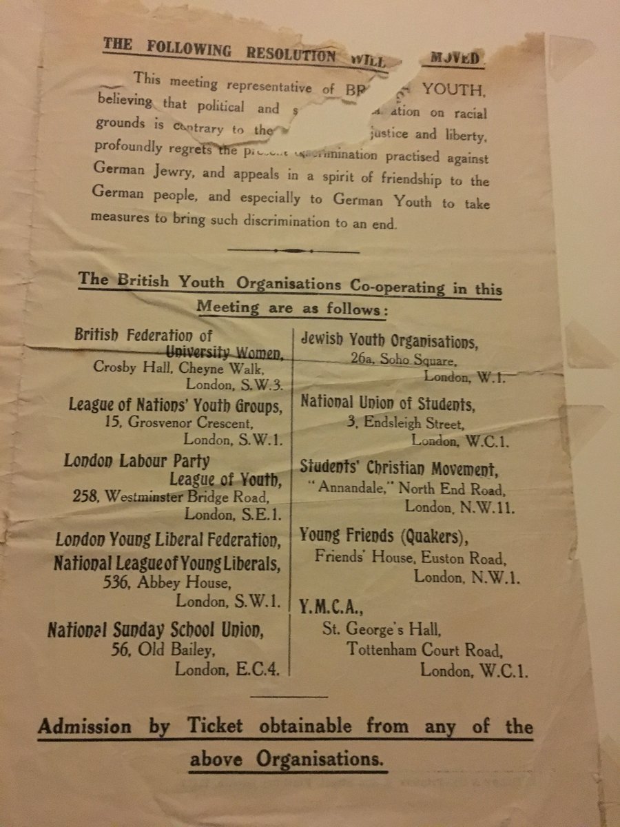 Bloomsbury, 1933, and each week my father & his pals were going to meetings & marches to try to do something, anything, about the rising anti-semitism in Germany. Everyone was fully aware of what was happening. Fully aware. This was six years before the outbreak of war.