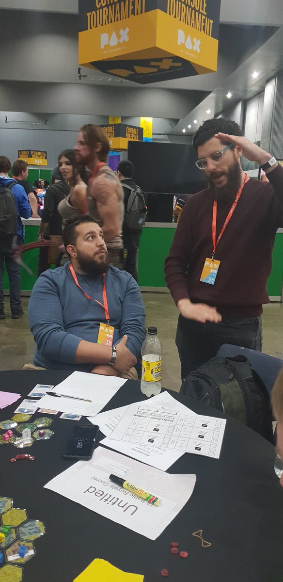 Rumgames1's tweet photo. Thanks again to all the people who helped playtest our Untitled Battle Royale Boardgame @PAXAus and a big thanks to #PAXCollaboratory for giving us the opportunity. We will take onboard everyone's feedback and hopefully bring an improved prototype to the next one! https://t.co/RzAY9JFi0C