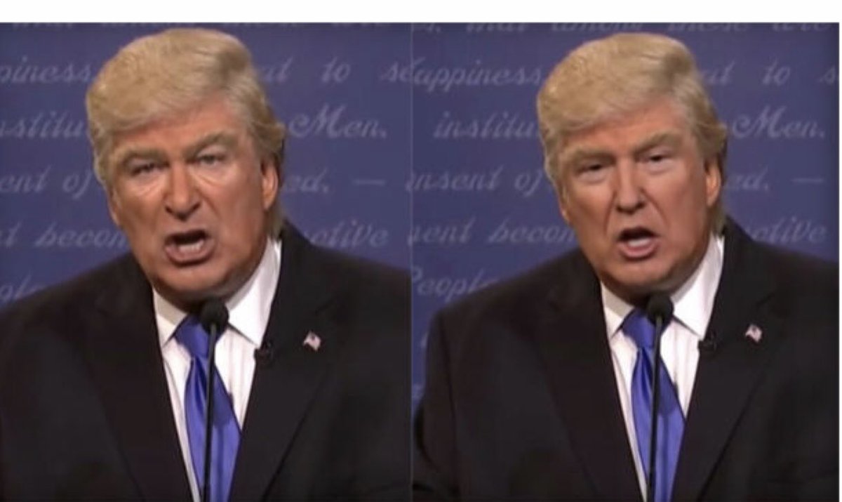 jameswoudhuysen's tweet photo. Ever-truthful US Democratic Party senators like Mark Warner, + @guardian camp-followers, will make this panic run & run. Pic2: Alec Baldwin becomes D Trump #DeepFakes #facesynthesis #facehacking #CambridgeAnalytica #CaroleCodswallop #AI #ArtificialIntelligence #BigTech #BigData https://t.co/gVjODhUpP5