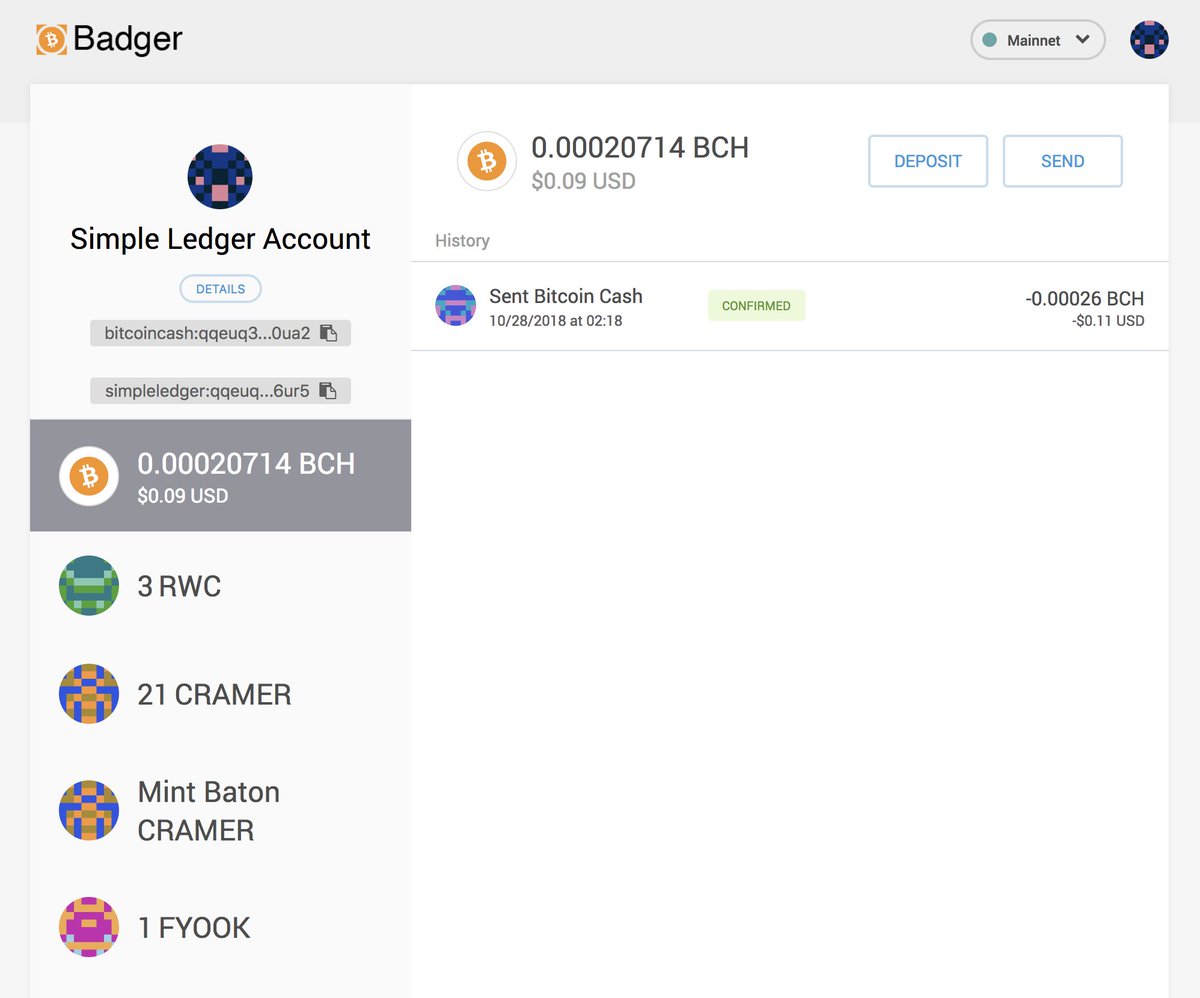 BadgerWallet's tweet photo. Start collecting your favorite Simple Ledger Protocol tokens now with the latest Badger Wallet!
#SimpleLedger #TokenGraph #BitDB #BITBOX https://t.co/PKLfqzzdRf