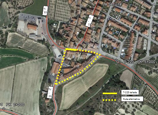 Dipta_cat's tweet photo. 🚧 Des del 29/10 al 2/11 la #T223 de #Vallmoll a #laSecuita (PQ 4,770-4,825) es tallarà al trànsit per l'estesa d'una línia elèctrica. Consulteu l'itinerari alternatiu 👇 #CarreteresDipta @AjVallmoll @ConsellAltCamp @CCTarragones https://t.co/AQHCkrtkJ3