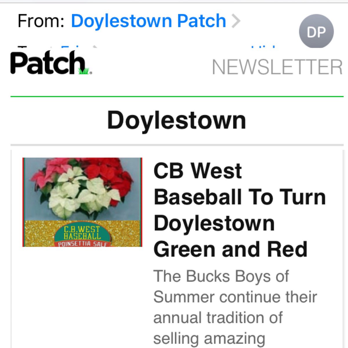 CBWestBaseball's tweet photo. Lead story in this morning’s Doylestown Patch news update email!  Story at https://t.co/w8Cz7paWyn https://t.co/Y3XqE7xDGo