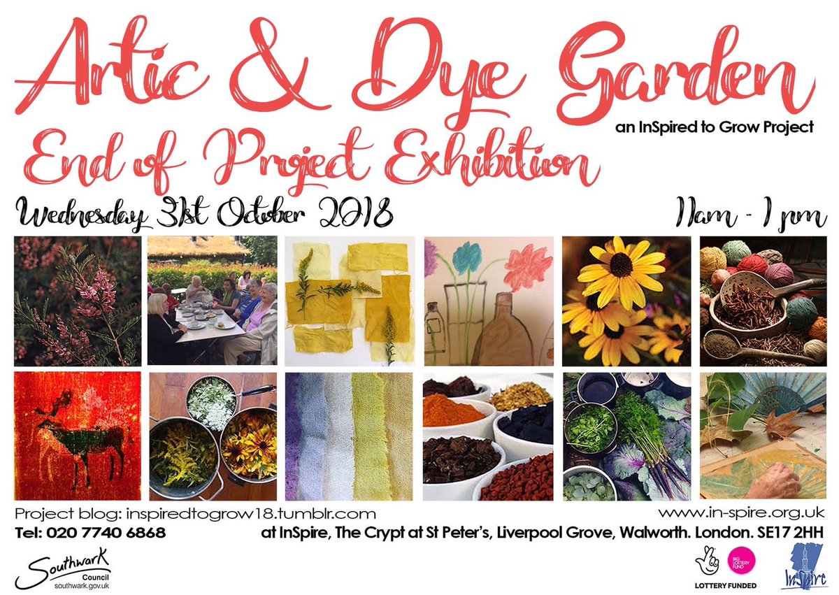 Wed 31st October - Come to our End of Project exhibition for our Art and Gardening projects and see what we’ve been up to over the last year #supportlocal @inspiredtowork @pullensgardens @Netra2016 @55EastLDN @bedehouse @DraperEstate @NHGhousing @s_southwark @FriendsofNRPark