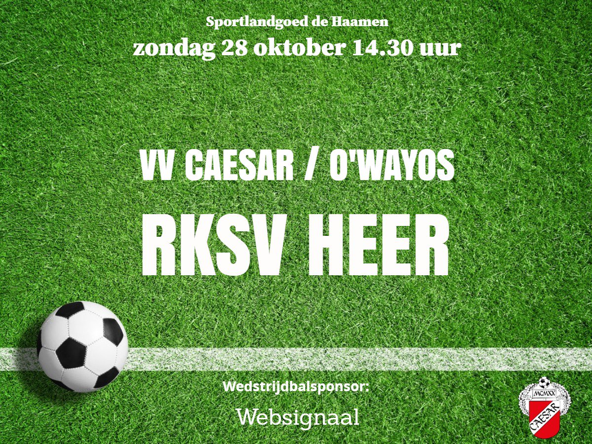 vv_caesar's tweet photo. Vanmiddag ontvangt VV Caesar de huidige nummer 2 van de ranglijst @RksvHeer. De aftrap is om half drie #vvcaesar #beek #roodwit #2g https://t.co/MCI9Dsj5Uk