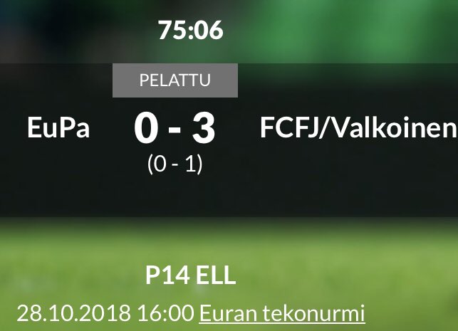 FCFJp04v's tweet photo. Haave lähempänä kuin koskaan, ELL ensimmäinen karsintapeli FT 0-3 #FCFJp04v #EuPa #ELL #meollaansankareitakaikki https://t.co/0UNNlxVNvL
