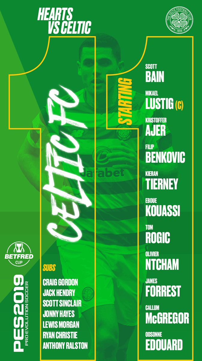 CelticFC's tweet photo. 📋 Your #CelticFC starting XI and subs for today’s #BetfredCup semi-final.

Come on the Hoops! 🍀 https://t.co/FpKV9VSduT