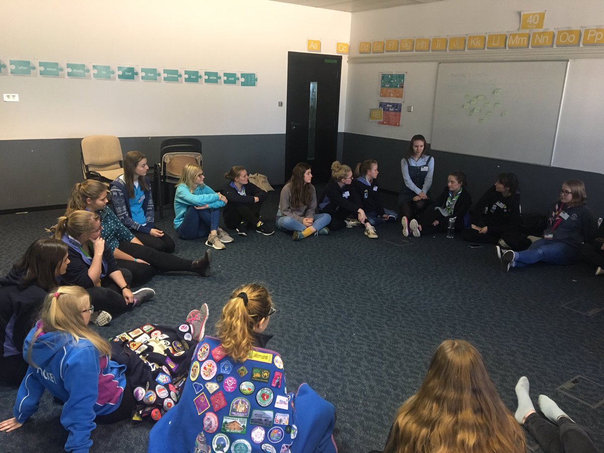 #actionforchange girls getting public speaking tips from our lovely network coordinators Beth, Rowena and @lauracottey 🎤 @GirlguidingSWE