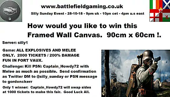 gismogun's tweet photo. Come kill @howdy72_captain and win yourself a cracking canvas poster to add to your collection.
#GAWA #ifyournotin #Battlefieldcommunity https://t.co/EMFVlhw2X2
