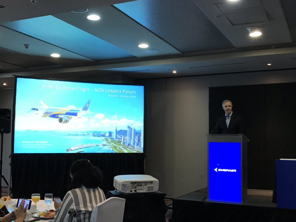 aeroERMO's tweet image. Presentes en el demo Flight del E2 @embraer en Panama, durante el 15th Alta Airline Leaders Forum año 2018. @ALTA_aero #E2 #demoflight
