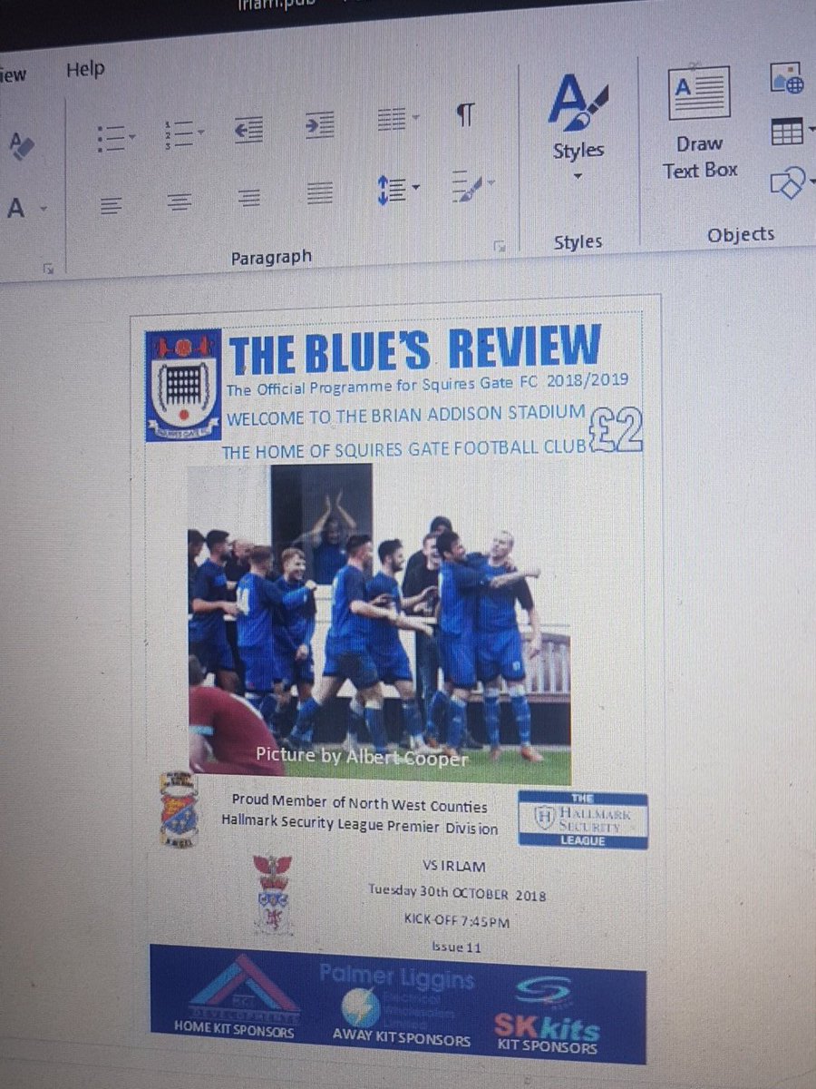 Tuesday night programme cover  looks like this 
we turn back to the last minute winner scored by <a href="/stingerboom13/">Brett Dawson</a> to see <a href="/squiresgatefc/">Squires Gate FC</a> go into the next round off the Vase thanks to <a href="/albertcooperman/">albert cooper</a> for the photo 😁