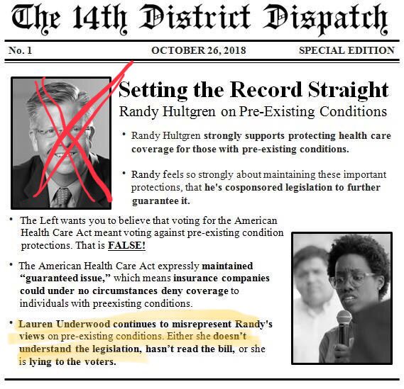 Vote_Randy_Out's tweet photo. This is getting old, @RepHultgren. Why are you doubling down on your misogynistic language? Itβs gross and insulting to all of the women in #IL14. Women that vote for you are voting against their best interests. #FlipIL14 #byerandy https://t.co/AFwwknF3wl
