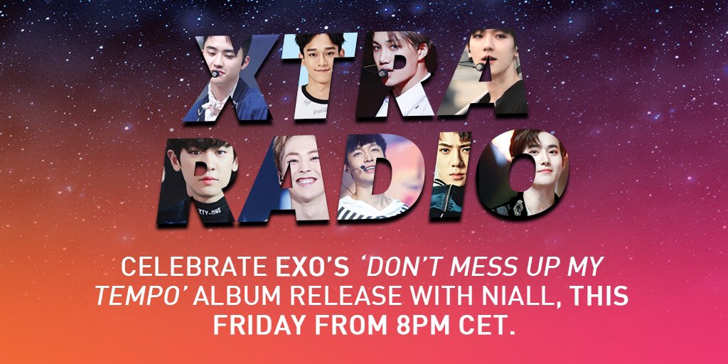 vdhoekpatrick's tweet photo. The @weareoneEXO album launch is THIS WEEK &amp; we’re having a celebration!💖

Join @Niallll this Friday at 8pm CET for one whole hour of #EXO🎶

🔊 Listen: https://t.co/miYSBRjtIR
🌎 Timezone:  https://t.co/3tmRX4ofzE

#EXOT9_ComingSoon #EXO_ComingSoon #EXOL #EXO_DontMessUpMyTempo https://t.co/N3g5nFxwYB