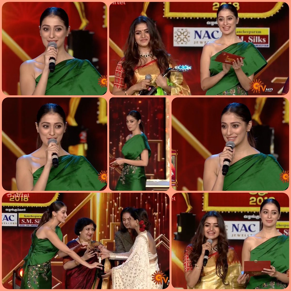 White angel @iamlakshmirai presenting Mega Serial Best actress award at #SunKudumbamVirudhugal2018 
Looking so gorgeous n Green 💚💚💚💚 #Greenlove ❤️😘😘😘😍😍😍😍😍👌👌👌